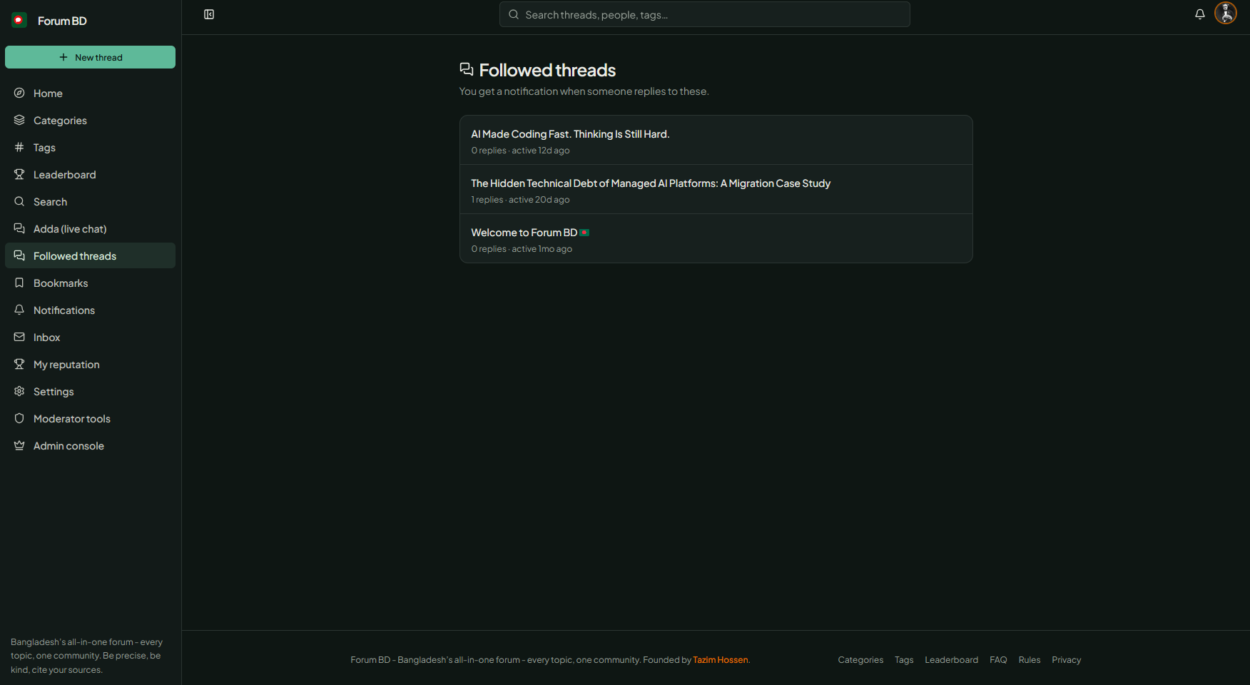 Forum BD followed threads