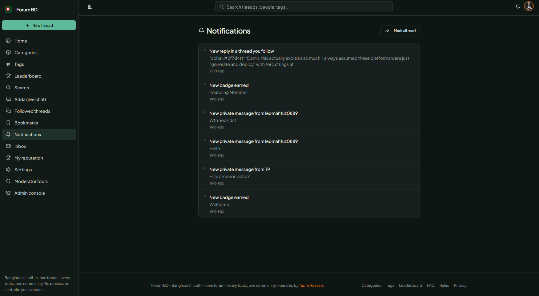 Forum BD notifications