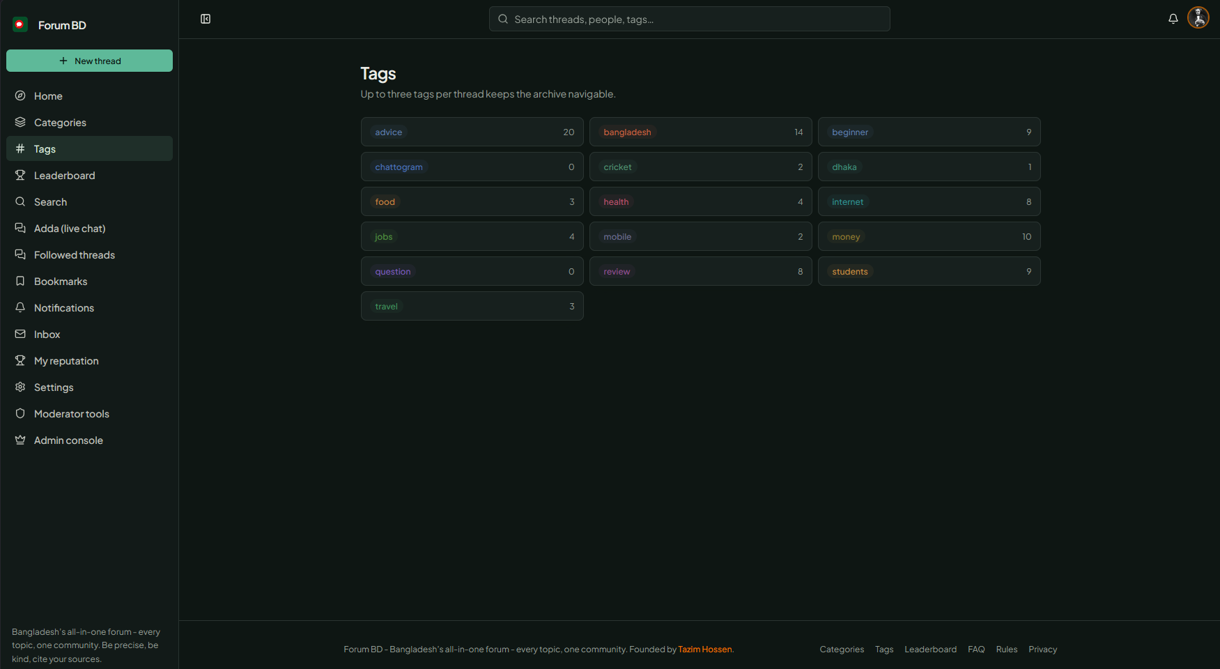 Forum BD tags