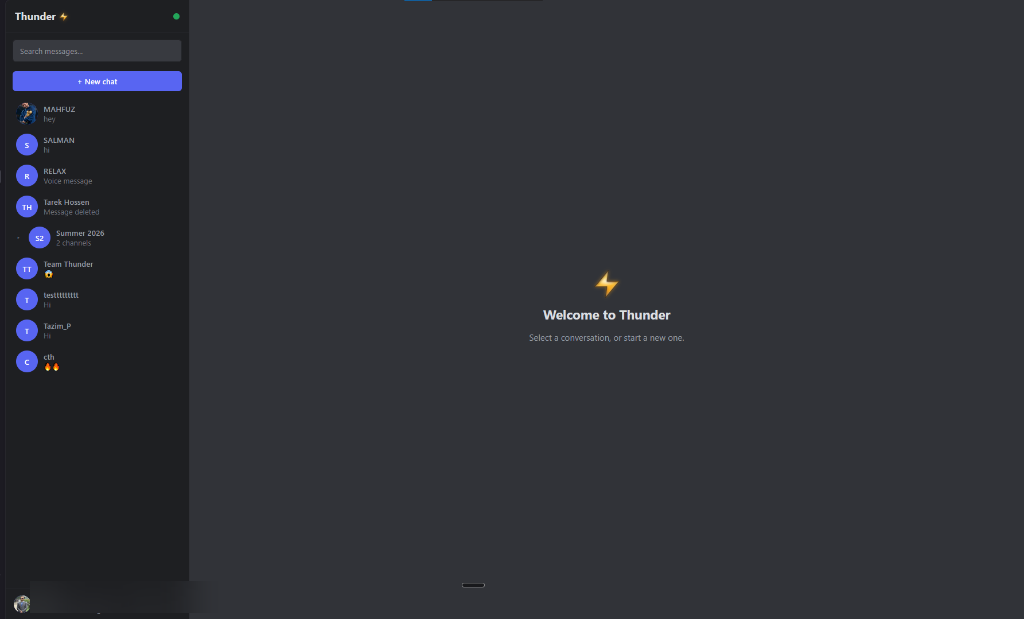 Thunder main chat interface